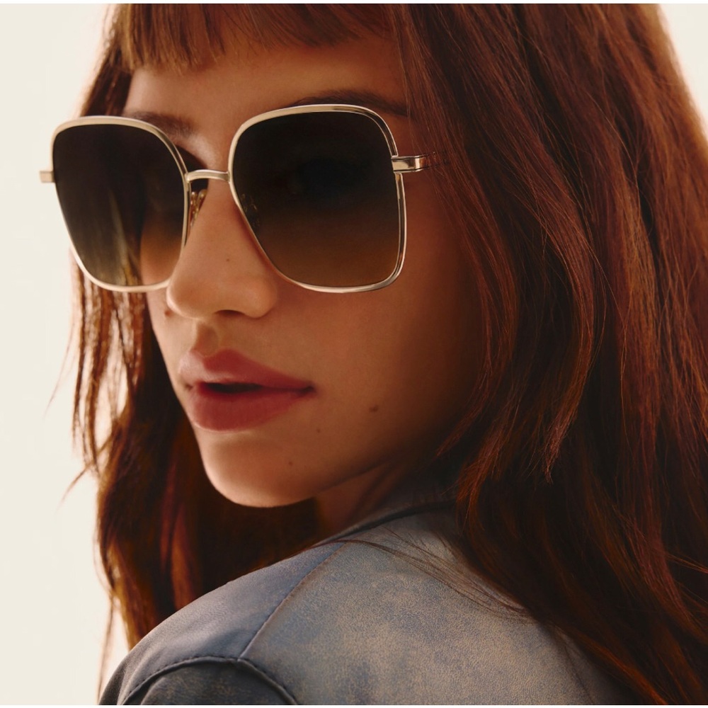 Quay 5th Ave Gold Frame / Brown Lens oversized retro glamourous sunglasses‎ new